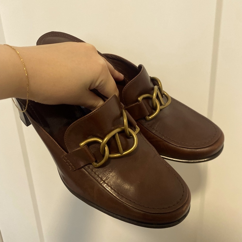 Vintage Franco Sarto Chunky Block Heel Academia Leather Loafer Size 10
